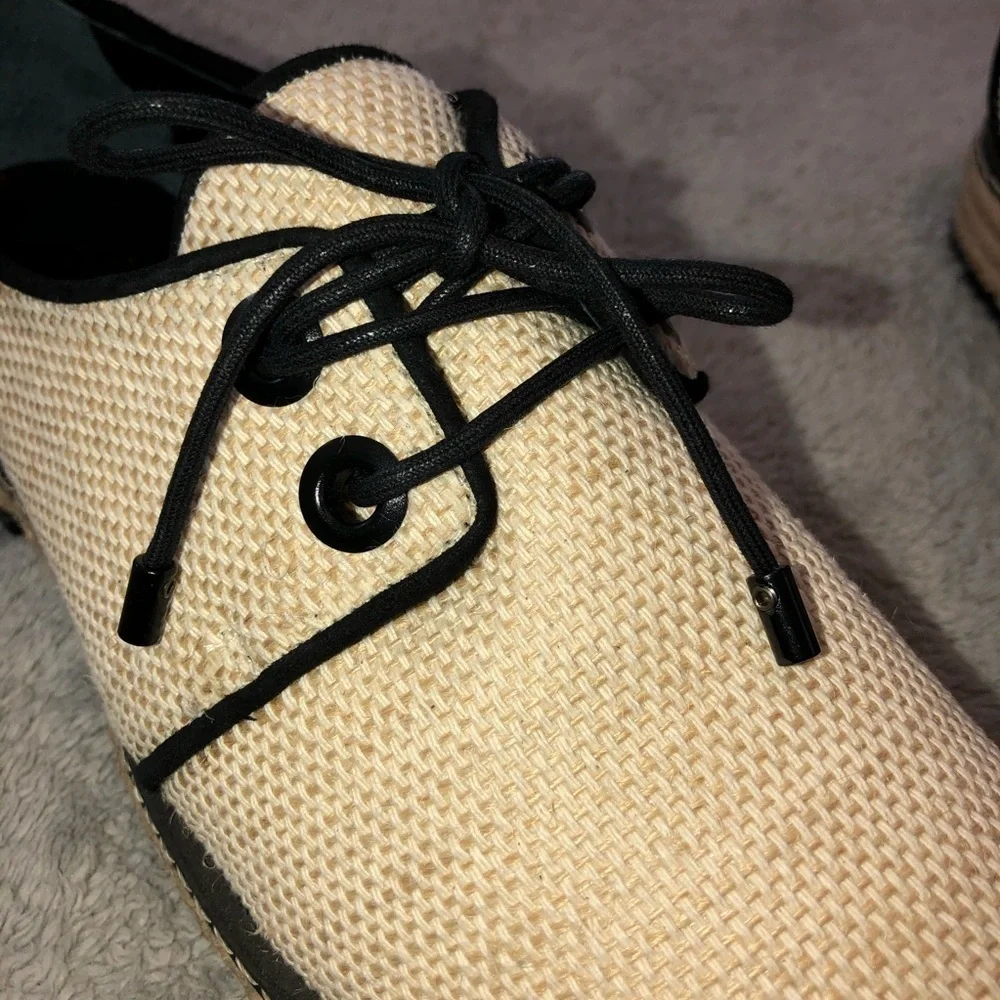 NWOT TORY BURCH Fawn Canvas Oxford Shoes Sz 6.5